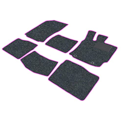 フェニーチェ カーマット フロアマット 国内生産 ブルーグレー × ロック糸ピンク 滑り止め形状 ずれにくい 車用 マット