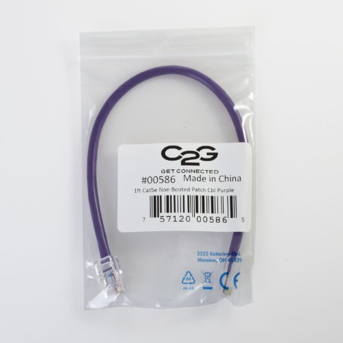 Image of C2G 00596 Cat5e Cable - Non-Booted Unshielded Ethernet Network Patch Cable, Purple (12 Feet, 3.65 Meters)