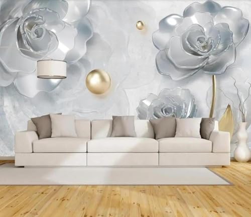 Mural 3D fleur blanche moderne grand format haute définition - 3