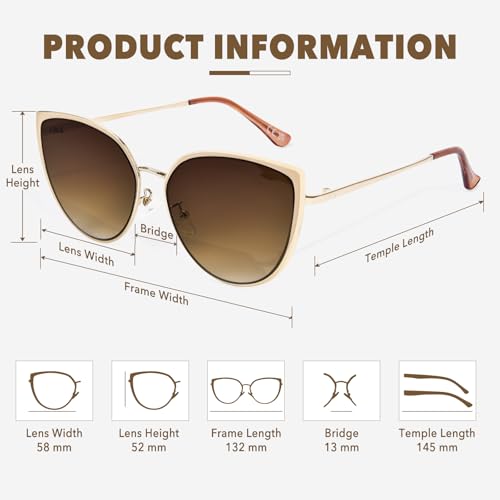 Cat Eye Sunglasses for Women Fashion Oversized Metal Frame Cateye Shades UV400 Protection Vintage Sun Glasses4