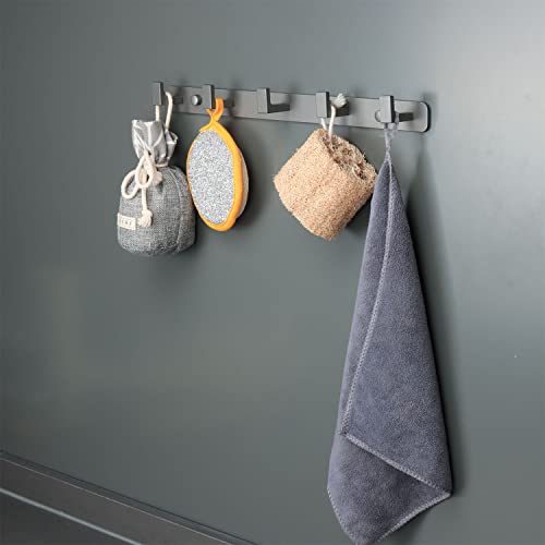 Image of Coat Rack, Heavy Duty Stainless Steel 5 Tri Coat Hook Hanger, Wall Mounted Storage Wall Hooks, Rustic Clothes Hook /Key Hook Rail for Bathroom Kitchen Entryway(5 Hook Grey)