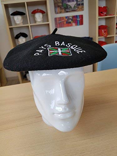 Béret Adulte brodé - Adoptez Un Look Tendance et typiquement français en Vous réappropriant Le béret Basque -100% Laine - 28 cm de diamètre