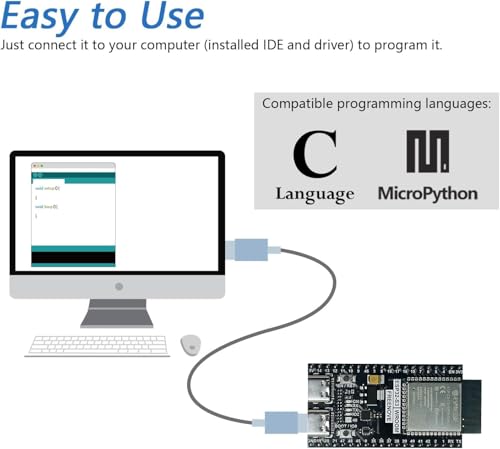 Image of ESP32-S3 Development Board with Dual-Core 240MHz Processor 8MB Flash 8MB PSRAM WiFi Bluetooth 5 LE Type-C USB Compatible with MicroPython and C for Rduino Projects and IoT Applications