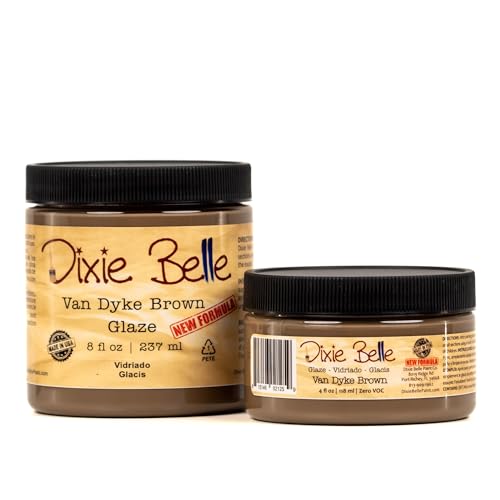 Dixie Belle Glaze | Van Dyke Brown (4oz) | Water-Based Paint Glaze | Paint Finish for Stippling and Color Washing | DIY Home Décor Glaze