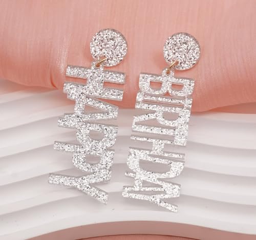 Happy Birthday Earrings Glitter Drop Dangle Earrings for Women4