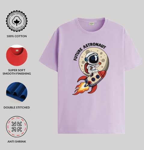 Image of ADRO T Shirts for Boys & Girls | Astronaut Printed T-Shirt | Ages 3-14 | 100% Cotton Round Neck Tshirt for Boys