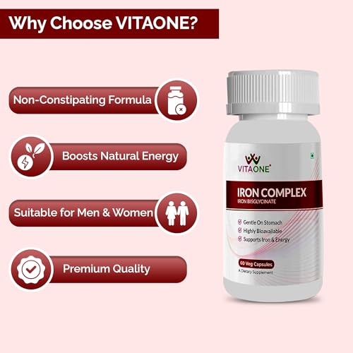 Image of Iron Complex 60 Veg Capsules | Gentle on Stomach and Easy to Absorb | Veg Iron Tablets for Women & Men