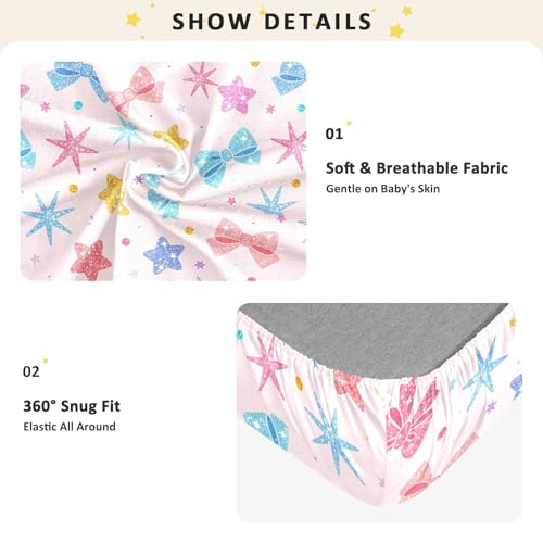 Parure de lit enfant en coton extensible nœud pastel étoile - 6