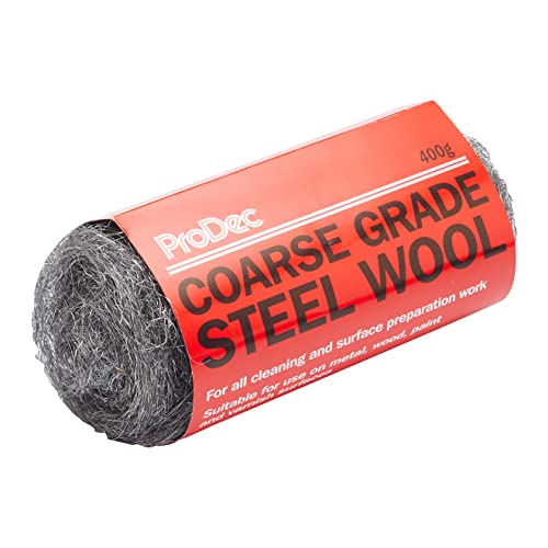 ProDec 400g Lana de Acero Gruesa, Lana de Alambre para Limpiar, Pulir y Preparar Superficies de Madera, Metal, Latón, Tuberías de Cobre, Ideal para Eliminar Pintura, Barniz, Óxido
