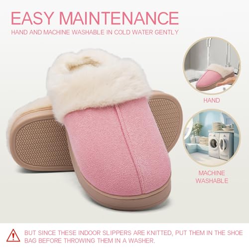 Women's Fuzzy Memory Foam Slippers Comfy Winter Soft Slip On House Slippers Bedroom Shoes with Warm Plush Lining and Indoor Outdoor Soles4