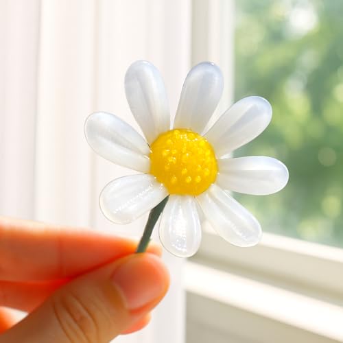 Luvlewen Glass Birth Month Flower Handmade Glass Flower Birthday Gift for Mother Father Friends (April - Daisy)