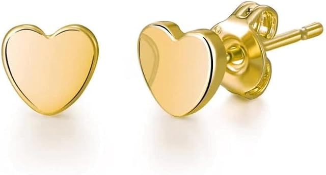 Gold Plated Heart Stud Earrings