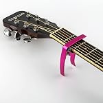 Serrure à clé en aluminium pour guitare en aluminium à repas et pourpre pour basse Ukulele électrique acoustique avec des pics et un support en cuir et des goupilles de pont inclus (puce)