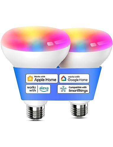 meross Smart Light Bulb, BR30 WiFi Flood LED Bulbs Support Apple Homekit, Siri, Alexa, Google, Full Color Changing RGBCW Dimmable 1300 Lumens 100W Equivalent, 2 Pack meross Smart Light Bulb, BR30 WiFi Flood LED Bulbs Support Apple Homekit, Siri, Alexa, Google, Full Color Changing RGBCW Dimmable 1300 Lumens 100W Equivalent, 2 Pack