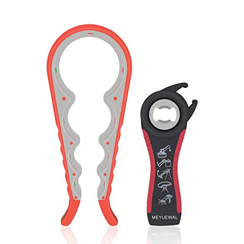 Jar Opener, 5 in 1 Multi Function Can Opener Bottle Opener Kit with Silicone Handle Easy to Use for Children, Elderly and Arthritis Sufferers