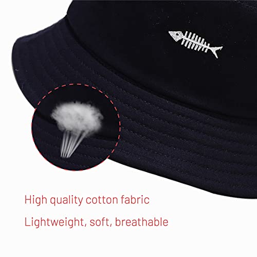 Image of Cotton Bucket Hat for Women Men Summer Travel Sun Beach Bucket Cap, Unisex Outdoor Fisherman Hat