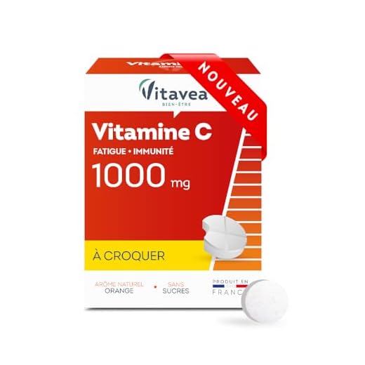 VITAVEA BIEN-ETRE - Vitamine C 1000mg - Tonus et Energie - Complément Alimentaire Fatigue et Système immunitaire - 28 comprimés - Saveur Orange -Sans sucres ajoutés - Cure 28 jours -Fabriqué en France