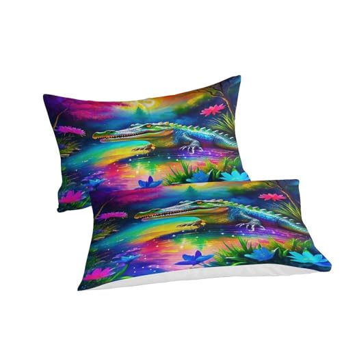 Housse de couette crocodile coloré 3D parure de lit animaux sauvages 3 Pcs
