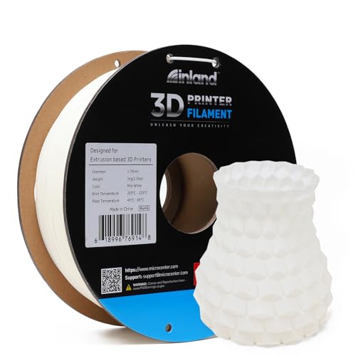 INLAND High Speed PLA+ 3D Printing Filament 1.75mm – Fast Printing PLA Pro Dimensional Accuracy +/- 0.03 mm – 1kg Cardboard Spool (2.2 lbs) (1 Pack Milk White)