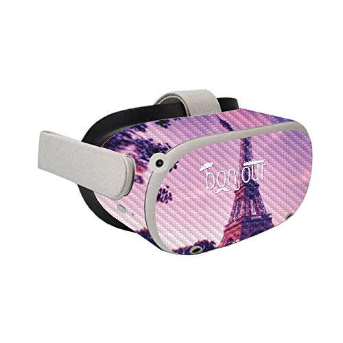 Image of MightySkins Carbon Fiber Skin Compatible with Oculus Quest 2 - Bonjour | Protective, Durable Textured Carbon Fiber Finish | Easy to Apply, Remove, and Change Styles | Made in The USA