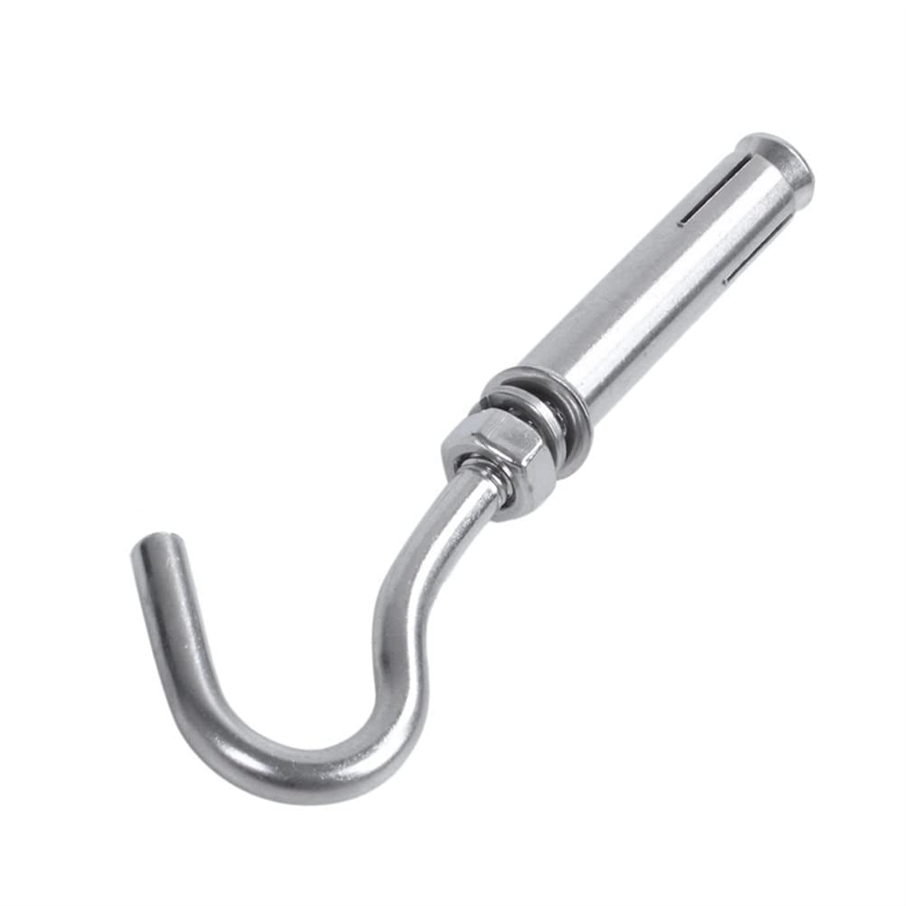Tornillos para hormigón, pernos de expansión, paquete de 5 tornillos de expansión de acero inoxidable M6 304, gancho de copa abierta, pernos de arco, gancho de expansión, color único