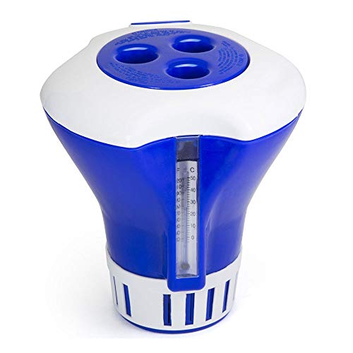 Dispensador de cloro para piscina com termômetro, pílula flutuante para natação, 15 saídas de ventil