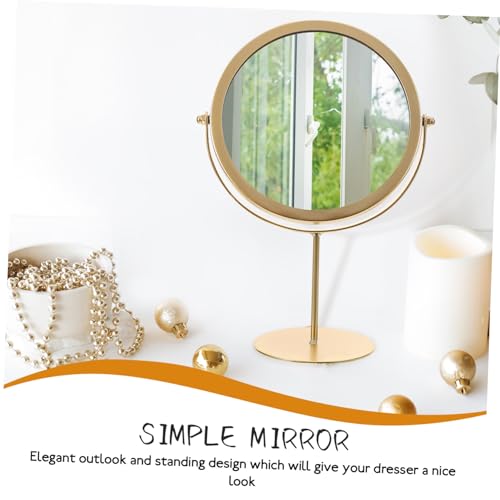 Espejo de maquillaje redondo decorativo dorado moderno miniatura 7