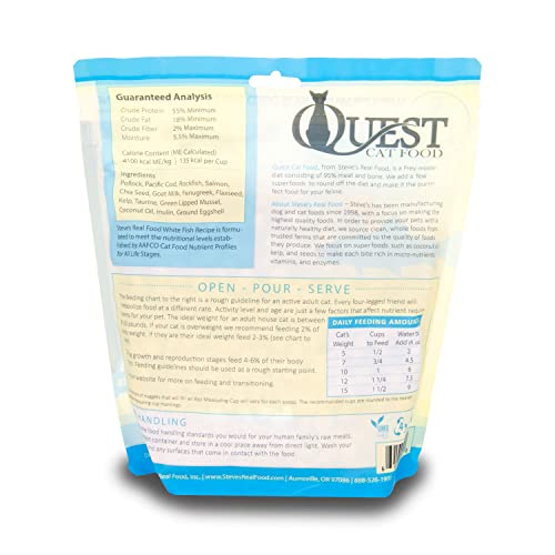 Steve's Real Food Quest Super Premium Freeze Dried Raw Cat Food, White Fish Recipe, 10Oz, Prey Model Diet, Wild Caught & Sustainably Raised, Made In The Usa #TOP1