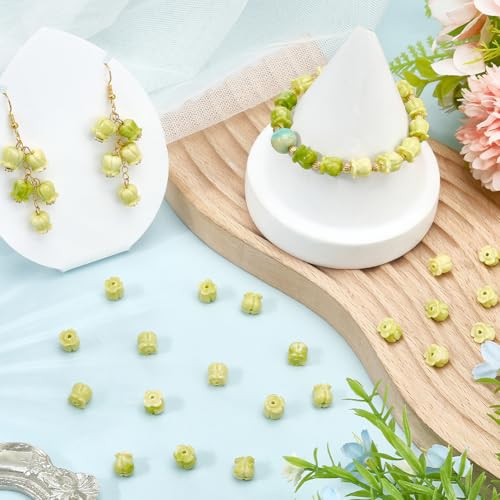 Perles tulipes 3D en corail synthétique bicolore pour création de bijoux DIY x100 - 4