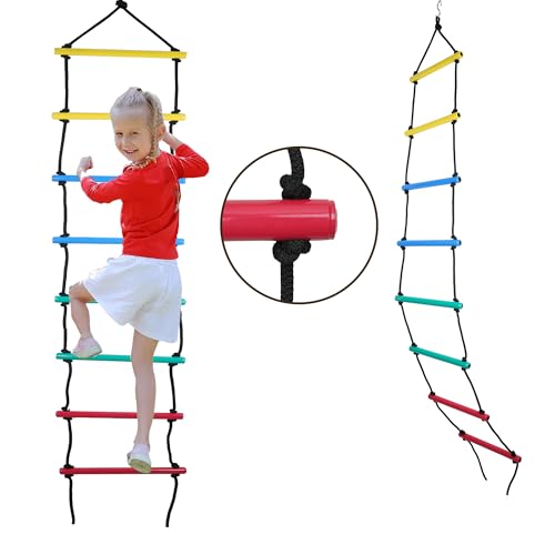 Image of VIXERA Playing Equipment for Kids 3 in 1, Disc Swing Set with Ninja Rope Ladder & Trapeze Bar with Rings for Kids Climbing Swing, Indoor & Outdoor Play Structure