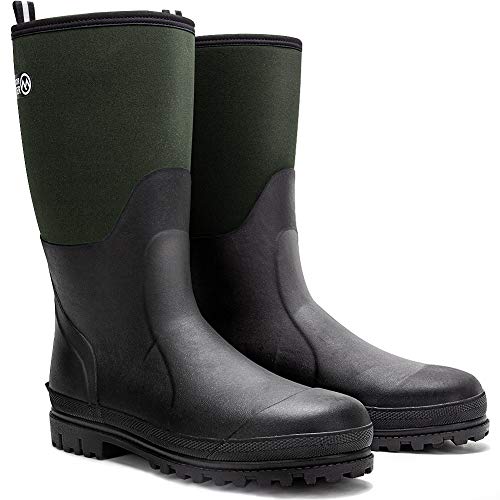 OutdoorMaster Hunting Boots - Waterproof, Insulated Boots for Hunting Fishing and Outdoor, Neoprene Rubber, for Men - Dark Green,13