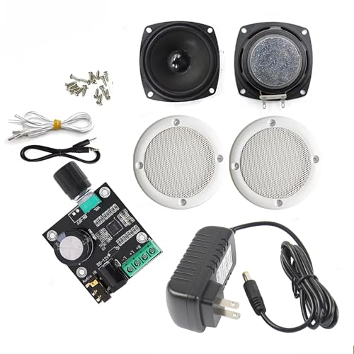 UYXOERA Kit de audio para consola de juegos arcade, amplificador de potencia de 12 V + altavoces de 3 pulgadas, 5 W, 8 ohmios, cable de alimentación AUX para accesorios de gabinete de juegos de arcade
