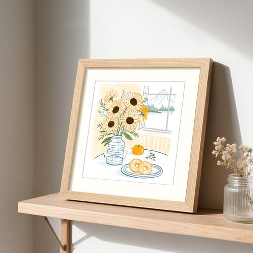 Image of upsimples 10x10 Picture Frame Solid Wooden, Nursery Decor, 1Pack Natural | 100% Solid Wood, Fit 8x8 with Mat and 10 x 10 Square Photo, Wall Decor or Tabletop Display, Safe For Nursery Kids Room