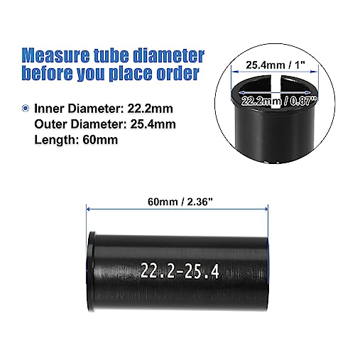 X AUTOHAUX 2 Pcs 22.2mm to 25.4mm Bike Seat Post Tube Adapter Reducing Sleeve, Black - Image 3