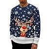 Weihnachtspulli für Damen und Herren Lustig Weihnachtspullover Unisex Ugly Christmas Sweater Schneeflocken Rentier Rudolph Weihnachts Pullover Rundhals Warme Strickpullover Weihnachtsoutfit