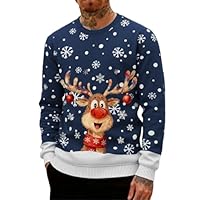 Weihnachtspulli für Damen und Herren Lustig Weihnachtspullover Unisex Ugly Christmas Sweater Schneeflocken Rentier Rudolph Weihnachts Pullover Rundhals Warme Strickpullover Weihnachtsoutfit