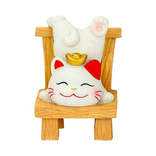 Lucky Cat Ornament, Desktop Lucky Cat – Decorazione a buon mercato per tavolo – Graziosa resina per gatto felice decorazione desktop – ornamento per casa e posto di lavoro