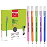 Matador Ballpoint for Journaling - Assorted Color Rubberized Body Fine Black Ink Pens - Writing Supplies for School (0.6 mm, 24 Counts)