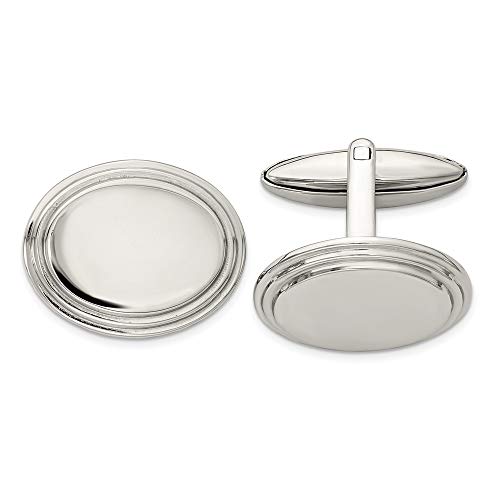 Mancuernillas para hombre de acero inoxidable sólido 15 mm x 21 mm miniatura 1