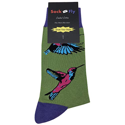 Hummingbird Visit Dress Socks Funny Novelty Crazy Fun Design Men Size 8-12 Cotton Casual Crew Colorful Funky Fancy Socks Gift for Men4