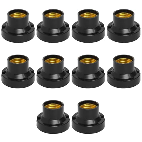 EuAcesry 10 PCs E27 Universal Portalamparas Techo, Techo del Portalámparas E27 Roscado, Casquillos para Bombillas, Fácil de Instalar para Garaje, Cocina, Pasillos, Escaleras - Negro
