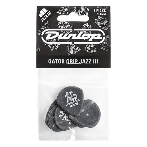 JIM DUNLOP Plektrum Gator Grip Jazz III XL, 6 Stück, 1,4mm
