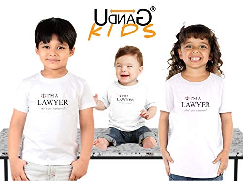 Image of UDNAG Unisex Round Neck Graphic 'Lawyer | I am a Lawyer' Polyester T-Shirt White [Size 2YrsOld /22in to 7XL /56in]