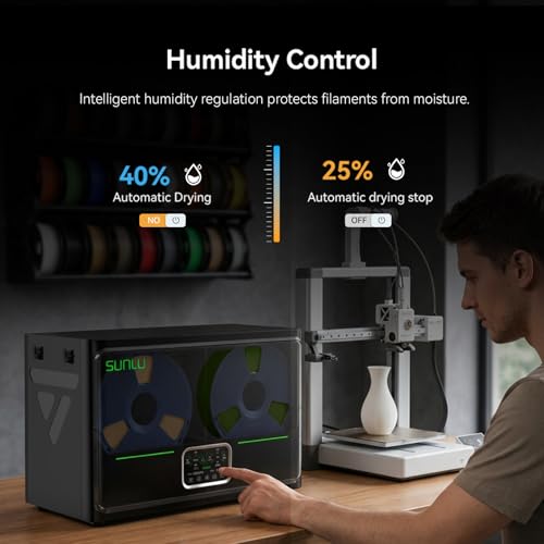 Image of Sunlu S4 Pro Filament Dryer, Dual-Chamber Independent Temp Control, 380W Fast Heating to 85C, 4 Spool 3D Printer Dehydrator with Filament Storage Kits, Compatible with PLA PETG ABS TPU PA etc.