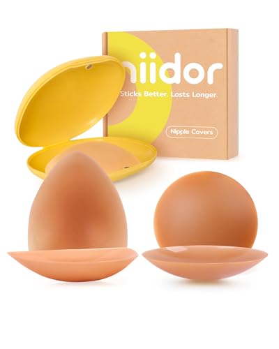 Image of Niidor Nipple Covers for Women with Lift Reusable Silicone Pasties Breast Petals Seamless Under Any Oufit for All Day Comfort