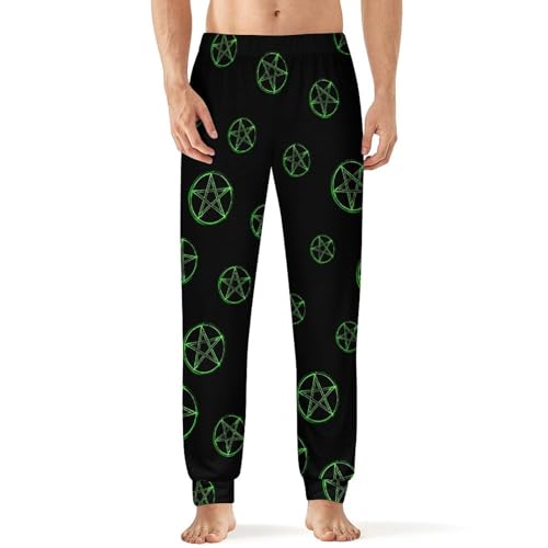 Pentagram Glow in Dark Men's Pajama Pant Soft Patterned Straight-Fit Jogger Sleep Pants Casual Lounge Sleepwear PJs
