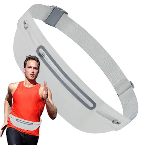 Riñonera de moda para correr, cinturón delgado para correr, para mujeres y hombres, riñonera para teléfono móvil, impermeable, para exteriores, ciclismo, senderismo, Gris, Refer to description, Unisex