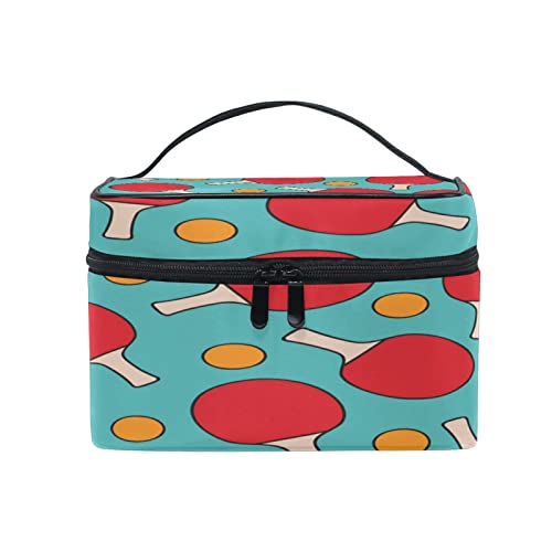 Trousse de maquillage motif tennis de table COZYhome grand format avec fermeture éclair femme