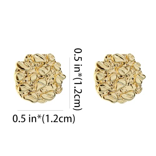 Gold Nugget Earrings for Men - Nugget Earring 18k Gold Plated -925 Sterling Silver Stud Earrings Gold Plated Earring Studs Cookie Earring3