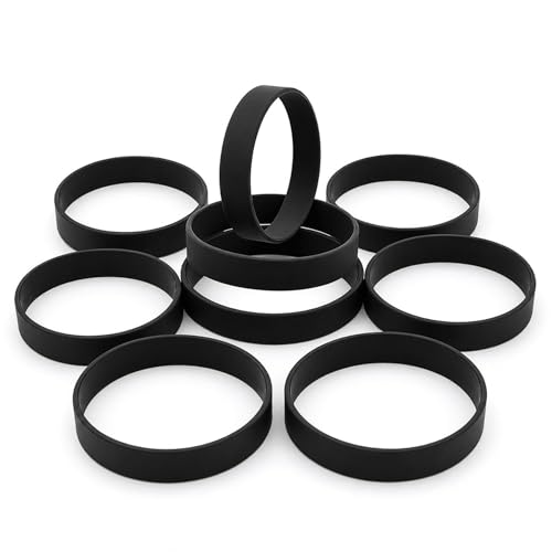 Image of Street27 10-Pack Blank Silicone Wristbands | Unisex Elastic Rubber Bracelets for Events, Sports & Parties Wear - Black